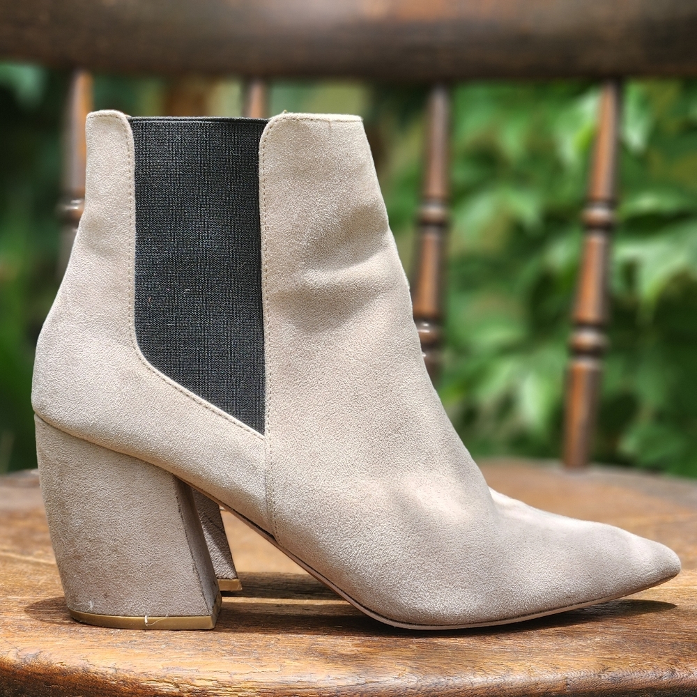 Grey heeled ankle booties